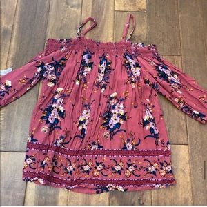 Cute floral off the shoulder shirt